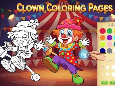 Laro Mga pahina ng pangkulay ng clown online