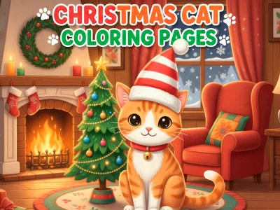 Laro Mga pahina ng pangkulay ng Christmas cat online