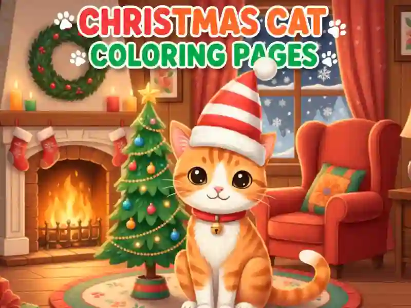 Laro Mga pahina ng pangkulay ng Christmas cat online